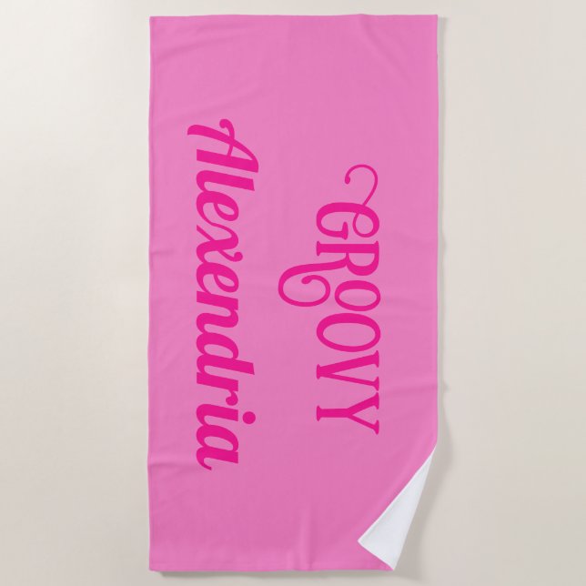 Personalized Hot Pink Beach Towel (Front)