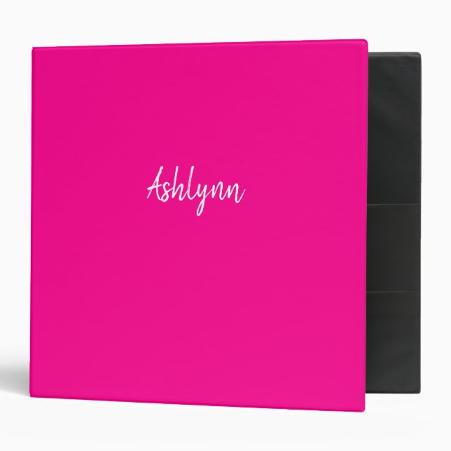 Personalized Hot Pink Binder (Front/Inside)