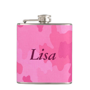 Personalized Hot Pink Camouflage Flask