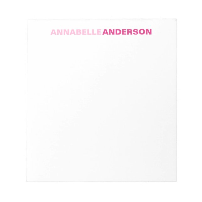 Personalized Hot Pink Chic Bold Font For Her Name Notepad (Front)