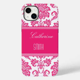 Personalized Hot PInk Damask  Case-Mate iPhone 14 Plus Case