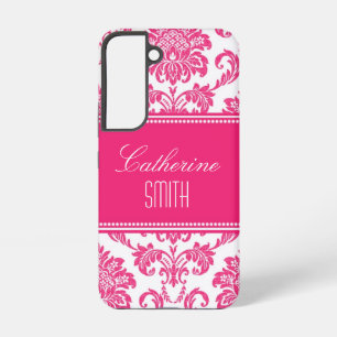 Personalized Hot PInk Damask  Samsung Galaxy Case