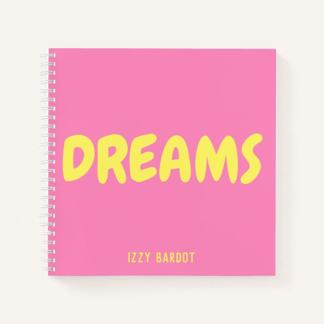 Personalized Hot Pink Dreams Notebook (Front)