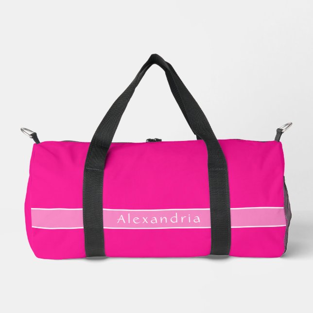 Personalized Hot Pink Gym Duffle Bag (Front)