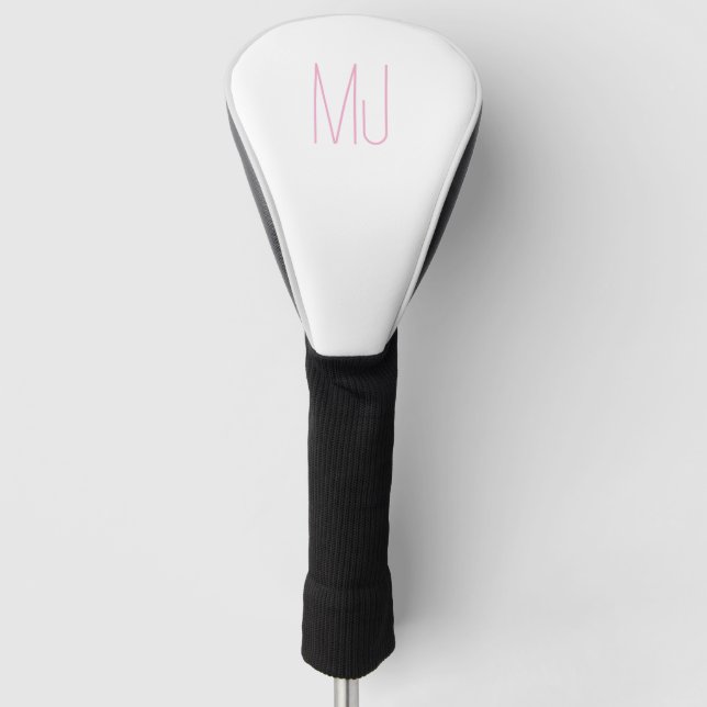 Personalized Hot Pink Initials Monogram Modern  Golf Head Cover (Front)