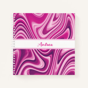 Personalized Hot Pink Liquid Marble Notebook