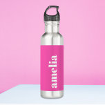 Personalized Hot Pink Monogram 710 Ml Water Bottle<br><div class="desc">Cute water bottle with your monogram name or initials in a bold white popular font on a hot neon pink background. You can adjust the size of the text in the design tool for shorter or longer names.</div>