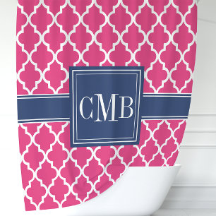 Personalized Hot Pink Navy Moroccan Monogram
