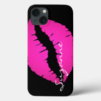 Personalized Hot Pink Ombre Lipstick Black