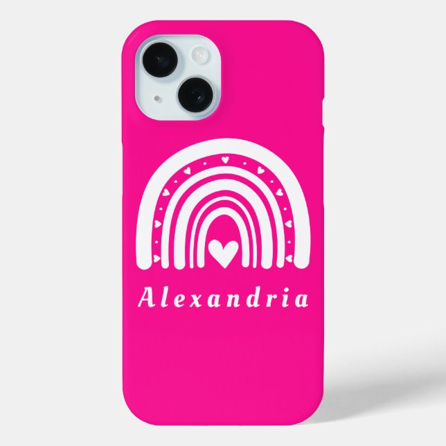 Personalized Hot Pink Rainbow Case-Mate iPhone Case (Back)