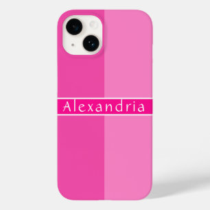 Personalized Hot Pink Stripes Case-Mate iPhone 14 Case