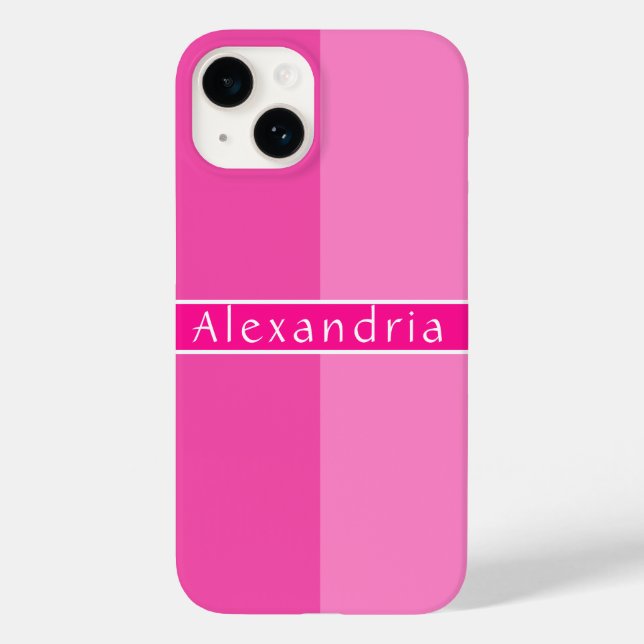 Personalized Hot Pink Stripes Case-Mate iPhone Case (Back)