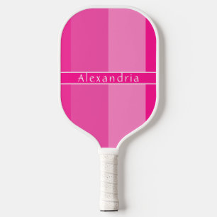 Personalized Hot Pink Stripes Pickleball Paddle
