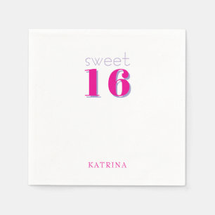 Personalized Hot Pink Sweet 16 Birthday Party Napkin