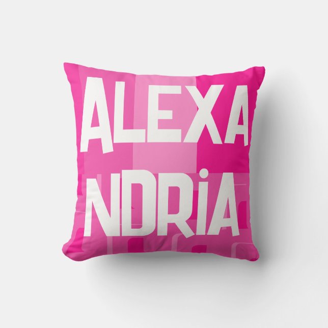 Personalized Hot Pink Throw Pillow (Front)