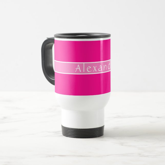 Personalized Hot Pink Travel Mug (Front Left)