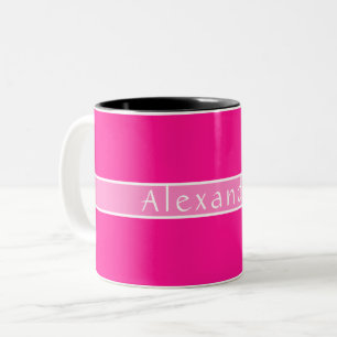 Personalized Hot Pink Two-Tone Coffee Mug