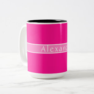 Personalized Hot Pink Two-Tone Coffee Mug