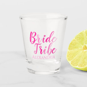 Personalized Hot Pink Typography Bachelorette Part Shot Glass