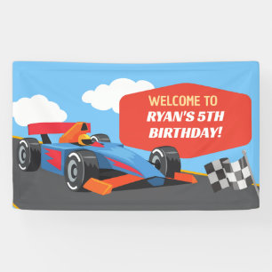 Personalized Hot Race Car Theme Birthday Banner