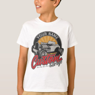 Personalized Hot Rod Garage Retro Custom Roadster T-Shirt