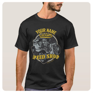 Personalized Hot Rod Speed Shop Racing Garage T-Shirt