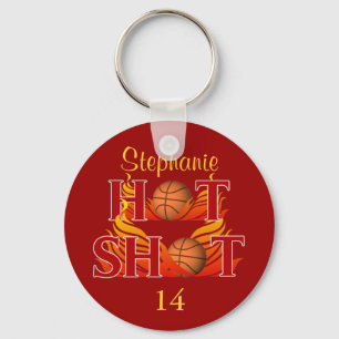 Personalized Hot Shot Name and Number Keychain