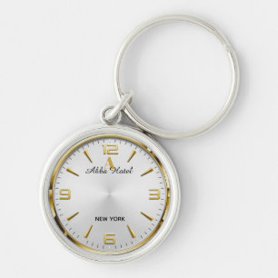 Personalized Hotel Name Luxury Gold Silver Keychain