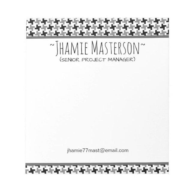 Personalized Houndstooth Notepad (Front)