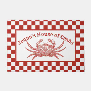 Personalized House of Crabs Vintage Woodcut Doormat