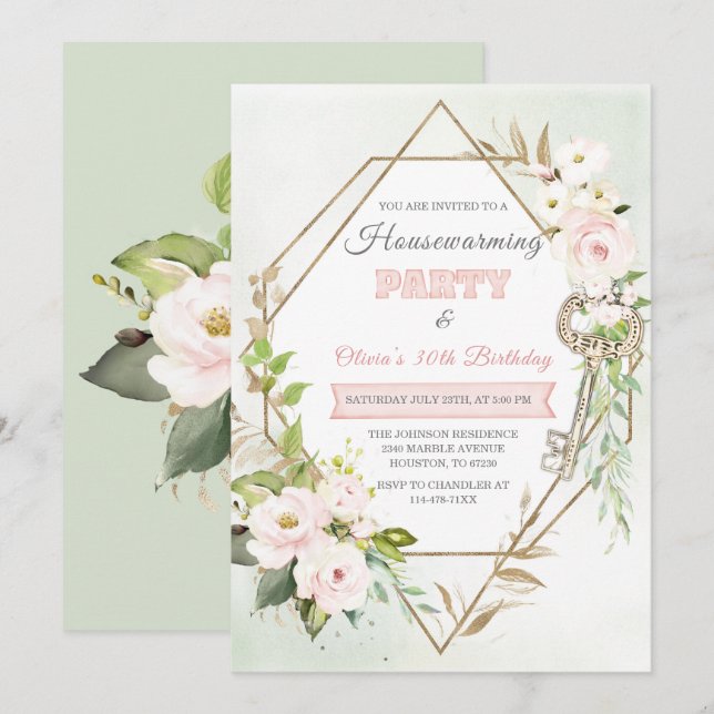 Personalized Housewarming and Birthday Invitation (Front/Back)