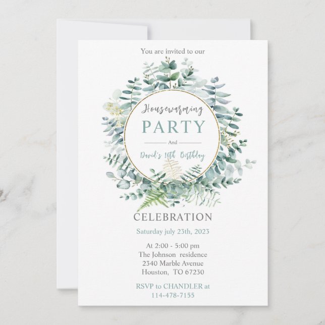 Personalized Housewarming and Birthday Invitation (Front)