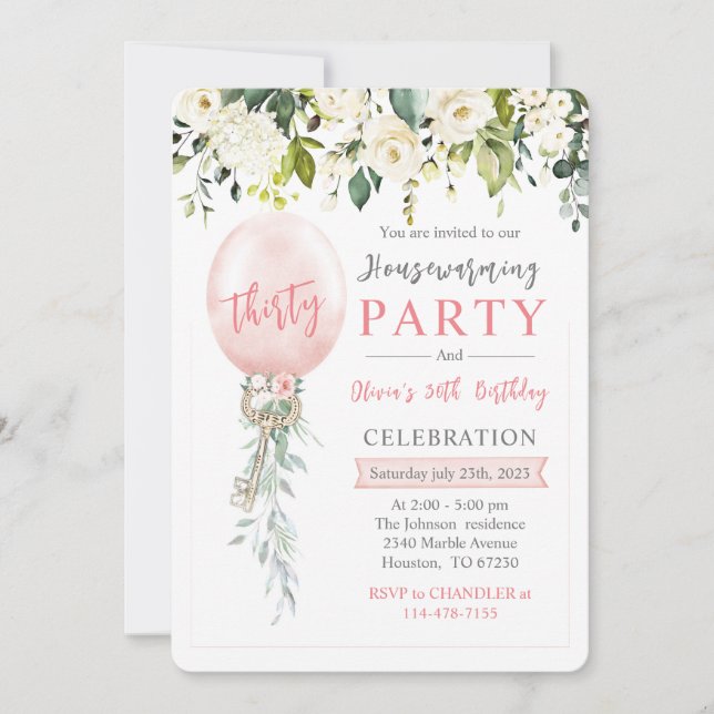 Personalized Housewarming and Birthday Invitation (Front)