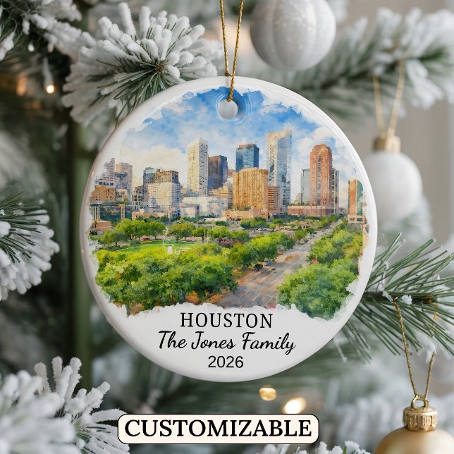 Personalized Houston Ornament, Custom Texas Ceramic Ornament (Creator Uploaded)