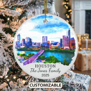 Personalized Houston Ornament, Texas State Ceramic Ornament