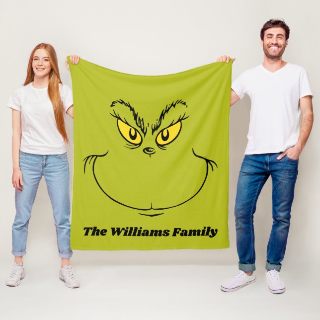 Personalized How Grinch Stole Christmas Face Fleece Blanket (In Situ)