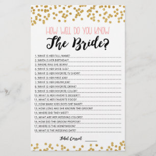 Personalized How well do you know the Bride game