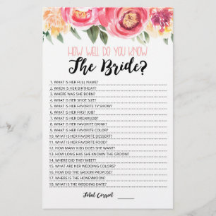 Personalized How well do you know the Bride game