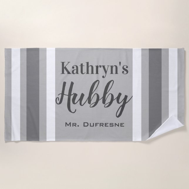 Personalized "Hubby" Newlyweds Beach Towel (Front)