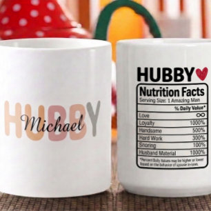 Personalized Hubby Nutrition Facts Name & traits Coffee Mug