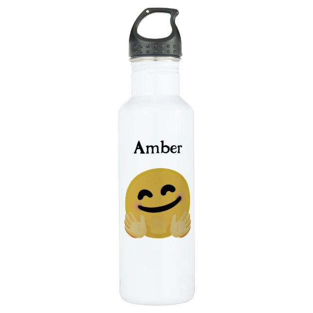 Personalized "Hug Emoji" Stainless Water Bottle (Front)