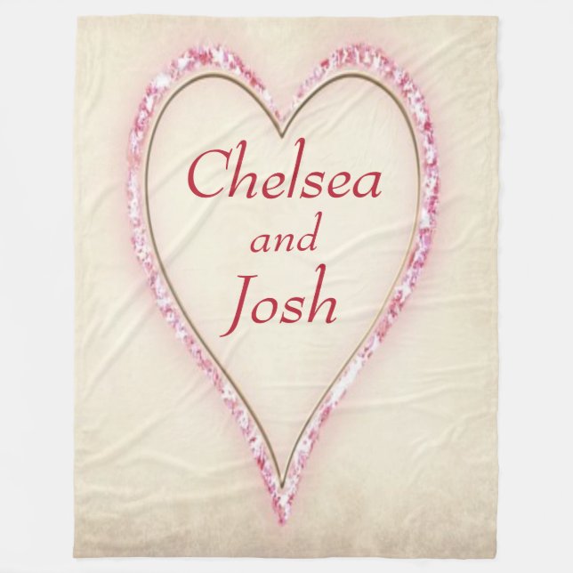 Personalized Huge Heart Love Fleece Blanket (Front)