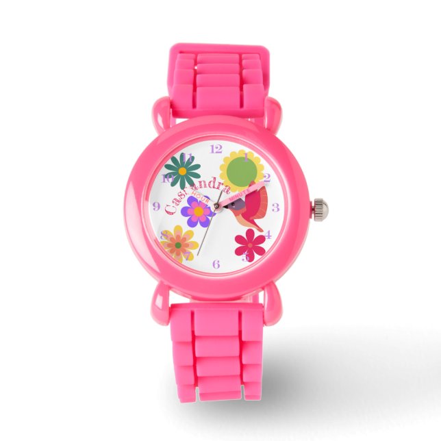 Personalized Hummingbird and Flowers Watch (Front)