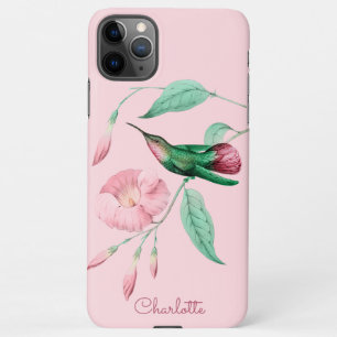 Personalized Hummingbird Floral Add Name iPhone 11Pro Max Case