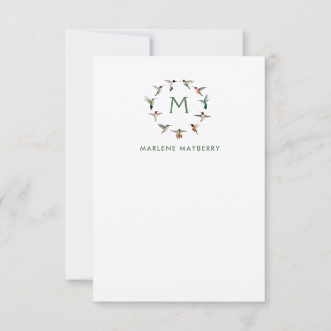 Personalized Hummingbird Note Card (Front)