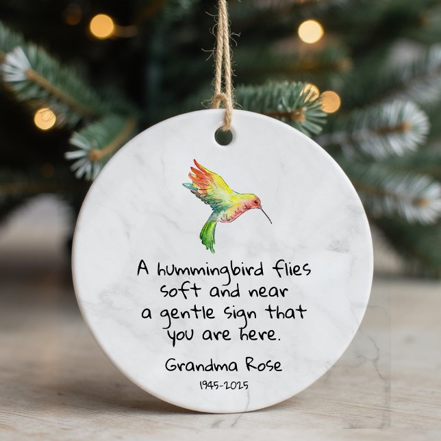 Personalized Hummingbird Saying Memorial Ceramic Ornament (Creator Uploaded)