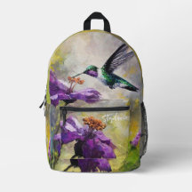 Personalized hummingbird school bag, Nature 