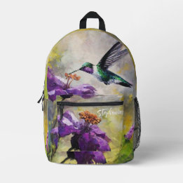 Personalized hummingbird school bag, Nature  Printed Backpack