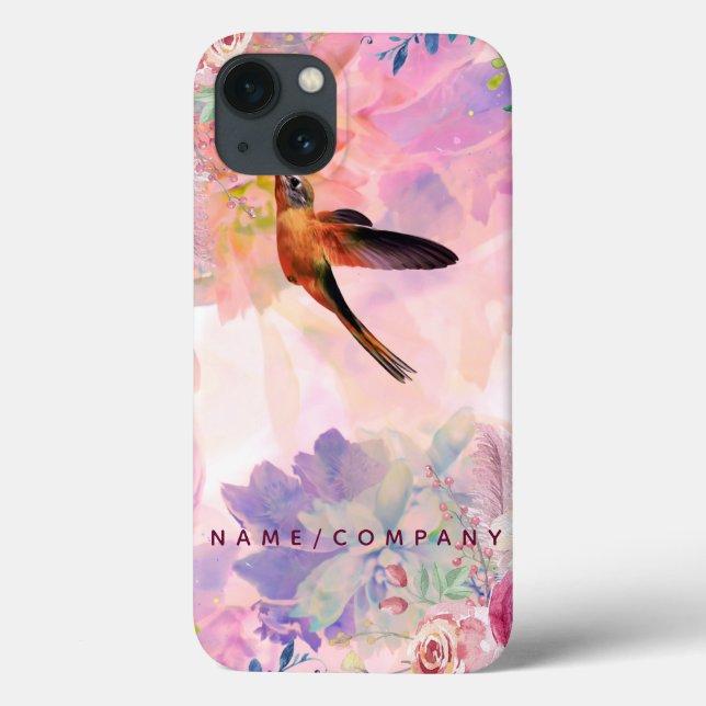 Personalized Hummingbird Watercolor iPad Case (Back)