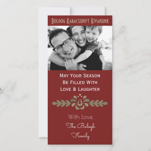 Personalized Hungarian Christmas Holiday Card (Front)